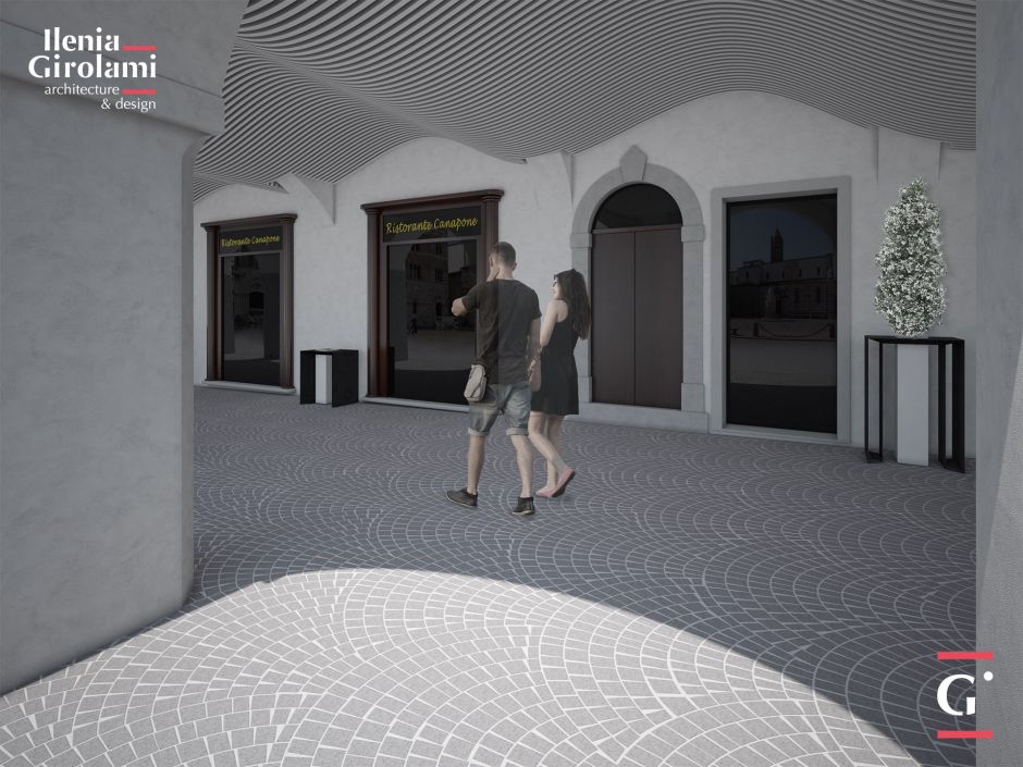 Piazza Dante porticos in Grosseto