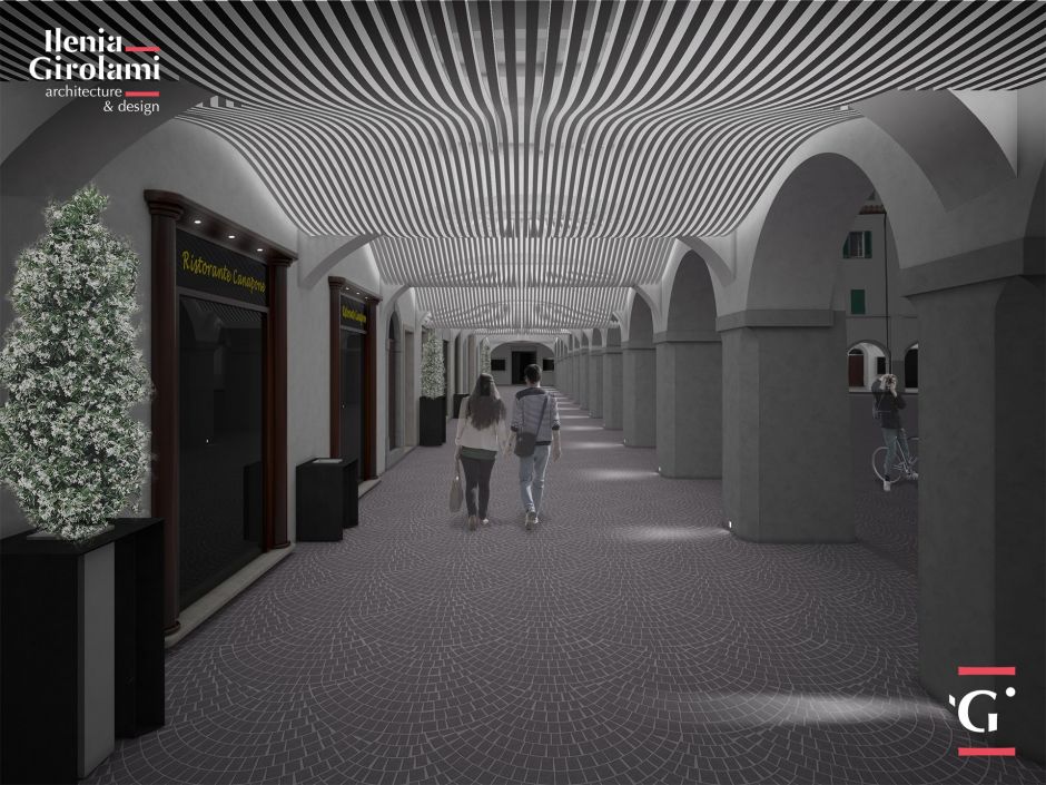 Piazza Dante porticos in Grosseto