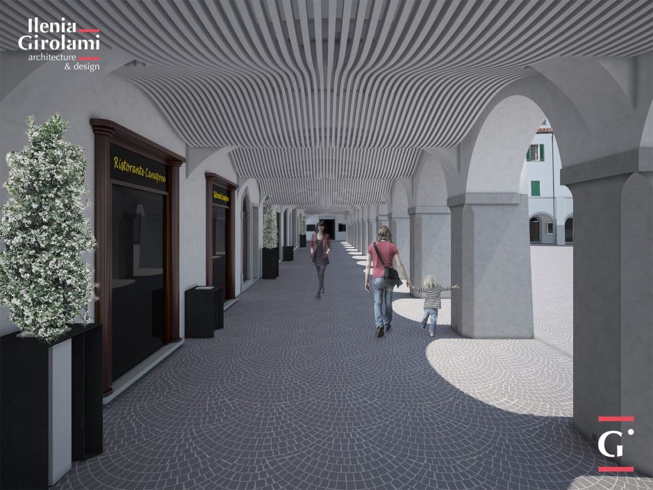 Piazza Dante porticos in Grosseto